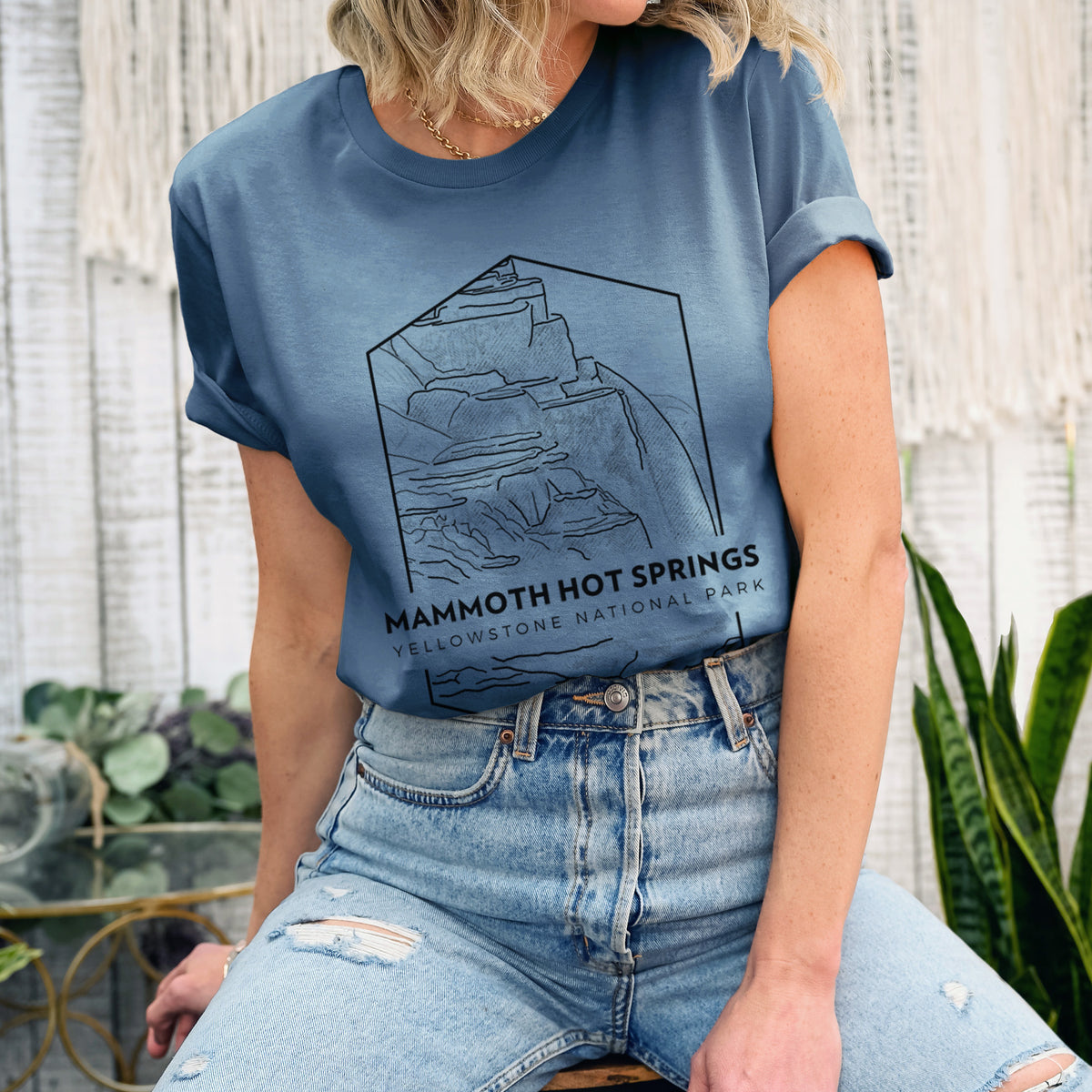 Mammoth Hot Springs - Yellowstone National Park - Lightweight 100% Cotton Unisex Crewneck