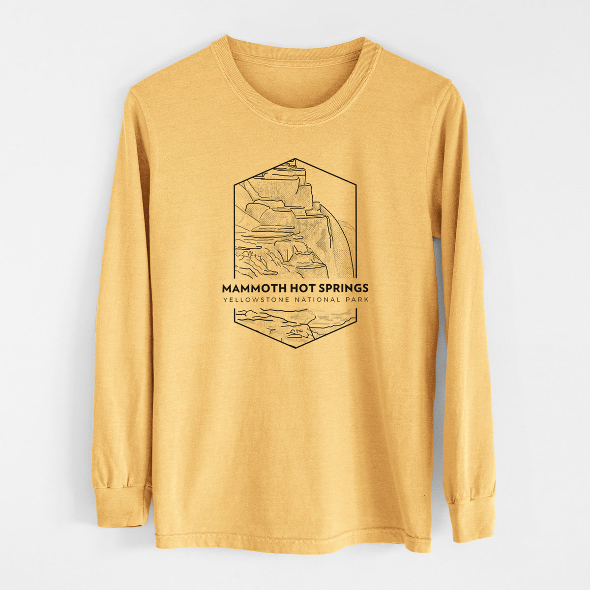 Mammoth Hot Springs - Yellowstone National Park - Men&#39;s Heavyweight 100% Cotton Long Sleeve