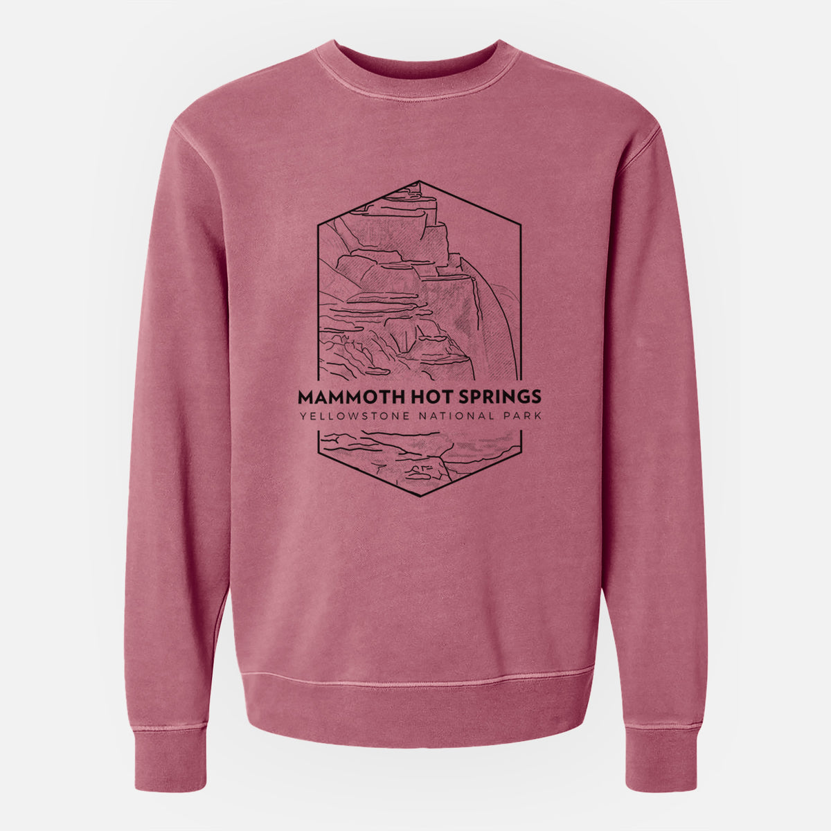 Mammoth Hot Springs - Yellowstone National Park - Unisex Pigment Dyed Crew Sweatshirt