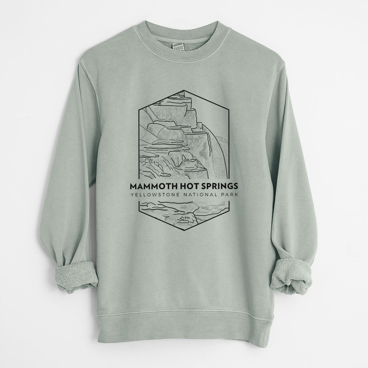 Mammoth Hot Springs - Yellowstone National Park - Unisex Pigment Dyed Crew Sweatshirt