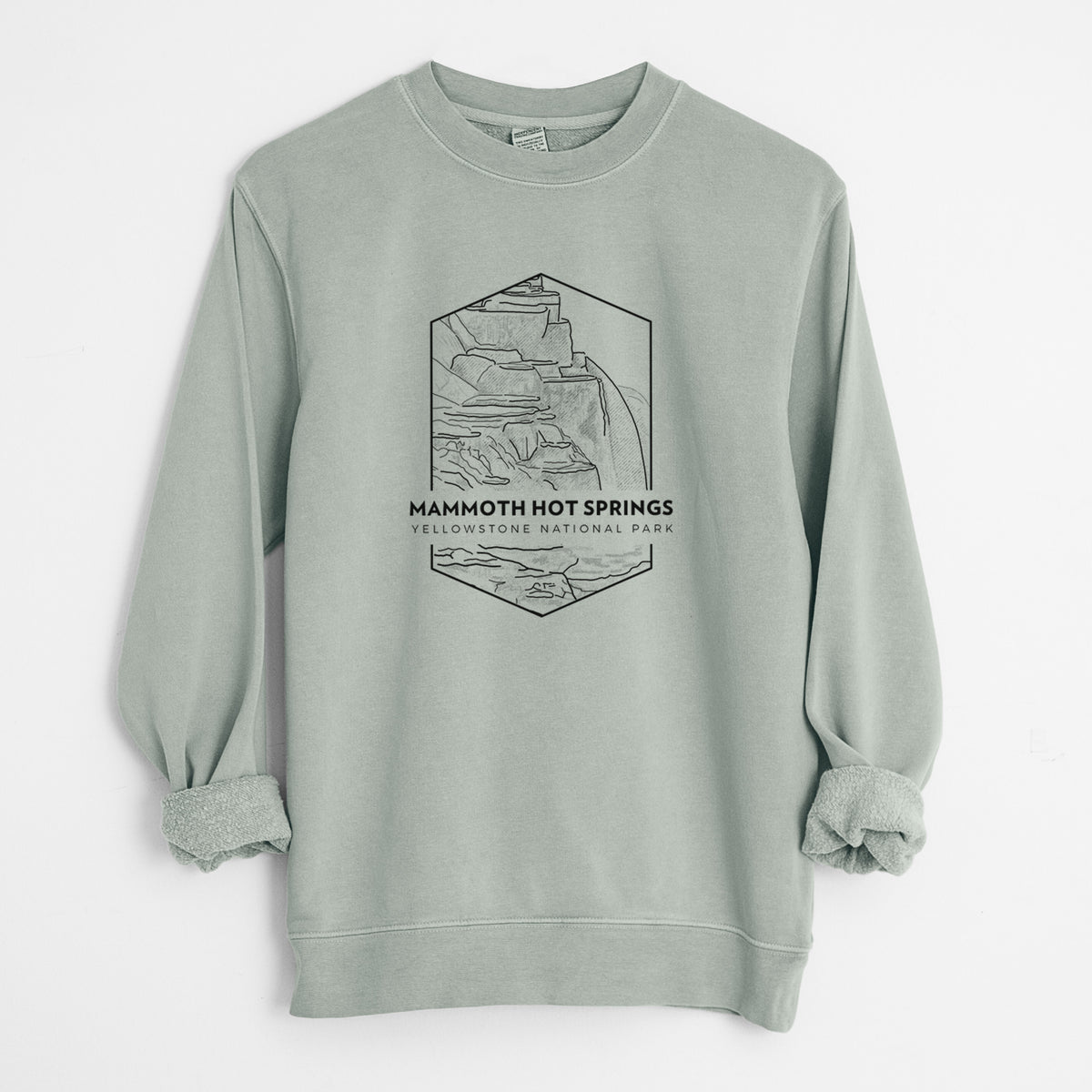 Mammoth Hot Springs - Yellowstone National Park - Unisex Pigment Dyed Crew Sweatshirt