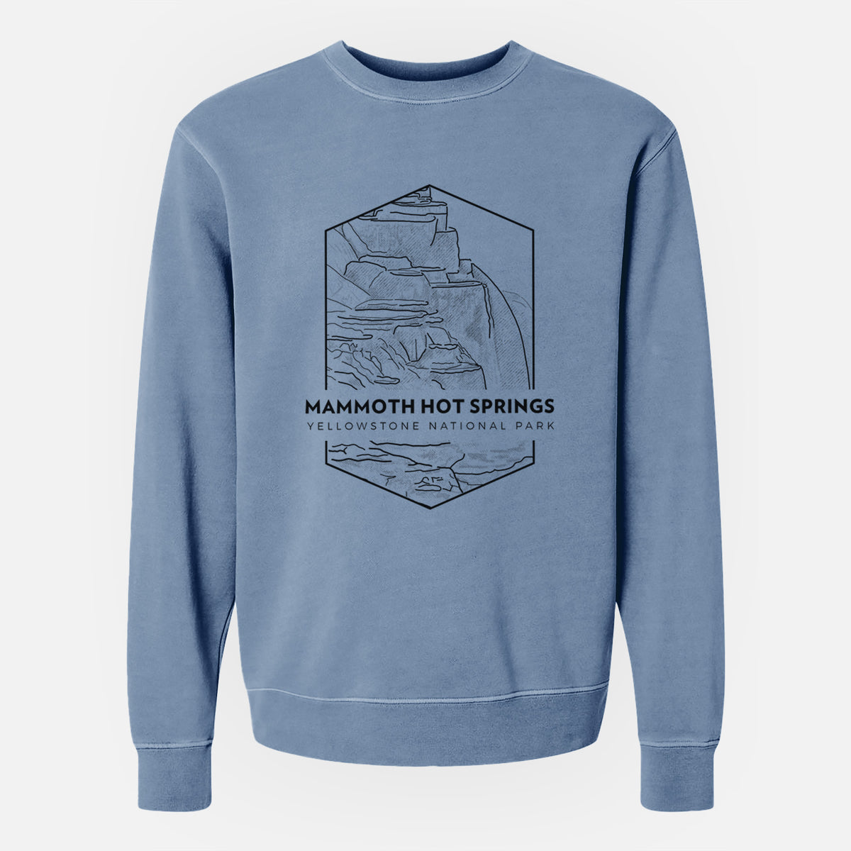 Mammoth Hot Springs - Yellowstone National Park - Unisex Pigment Dyed Crew Sweatshirt