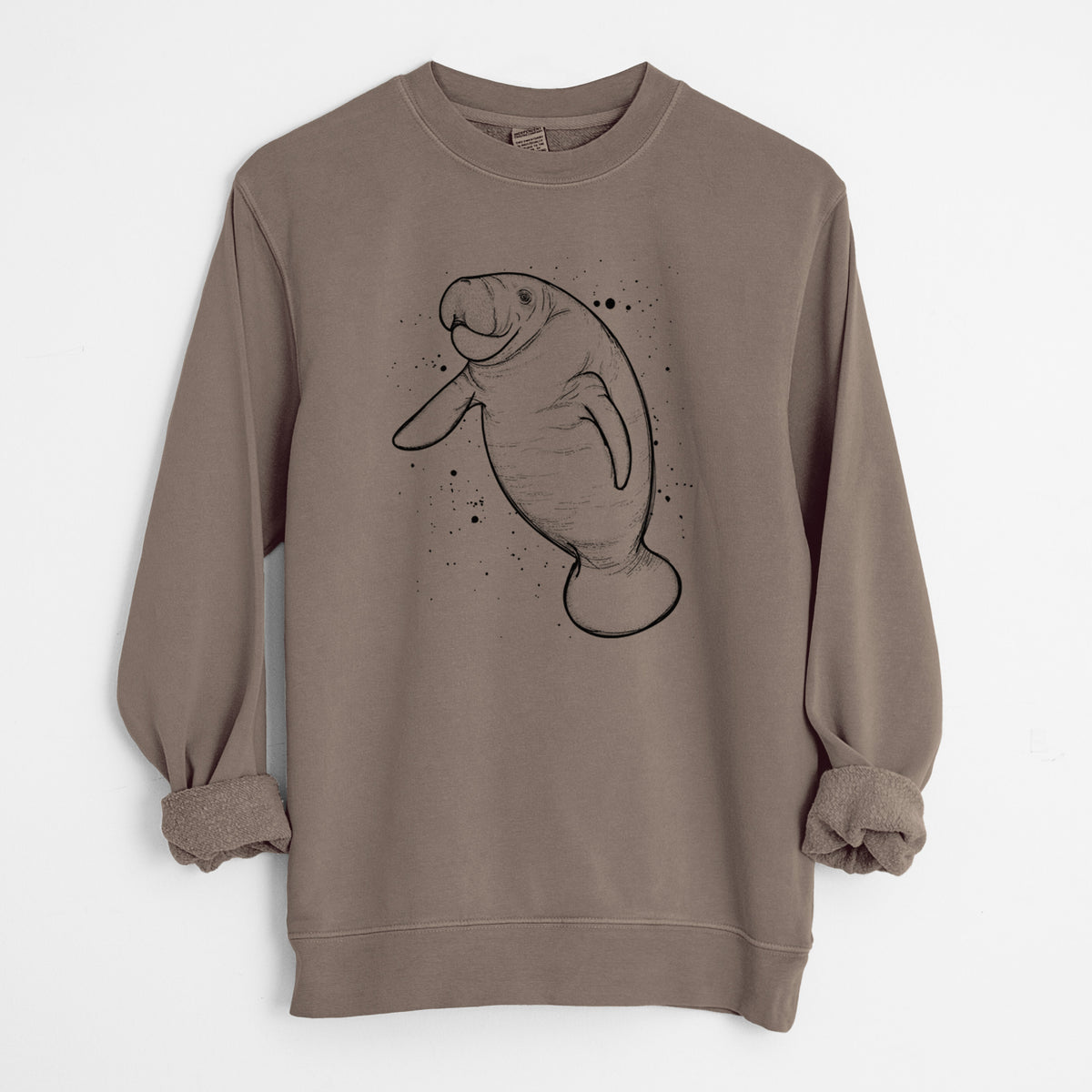 Manatee - Unisex Pigment Dyed Crew Sweatshirt in Espresso Brown Color