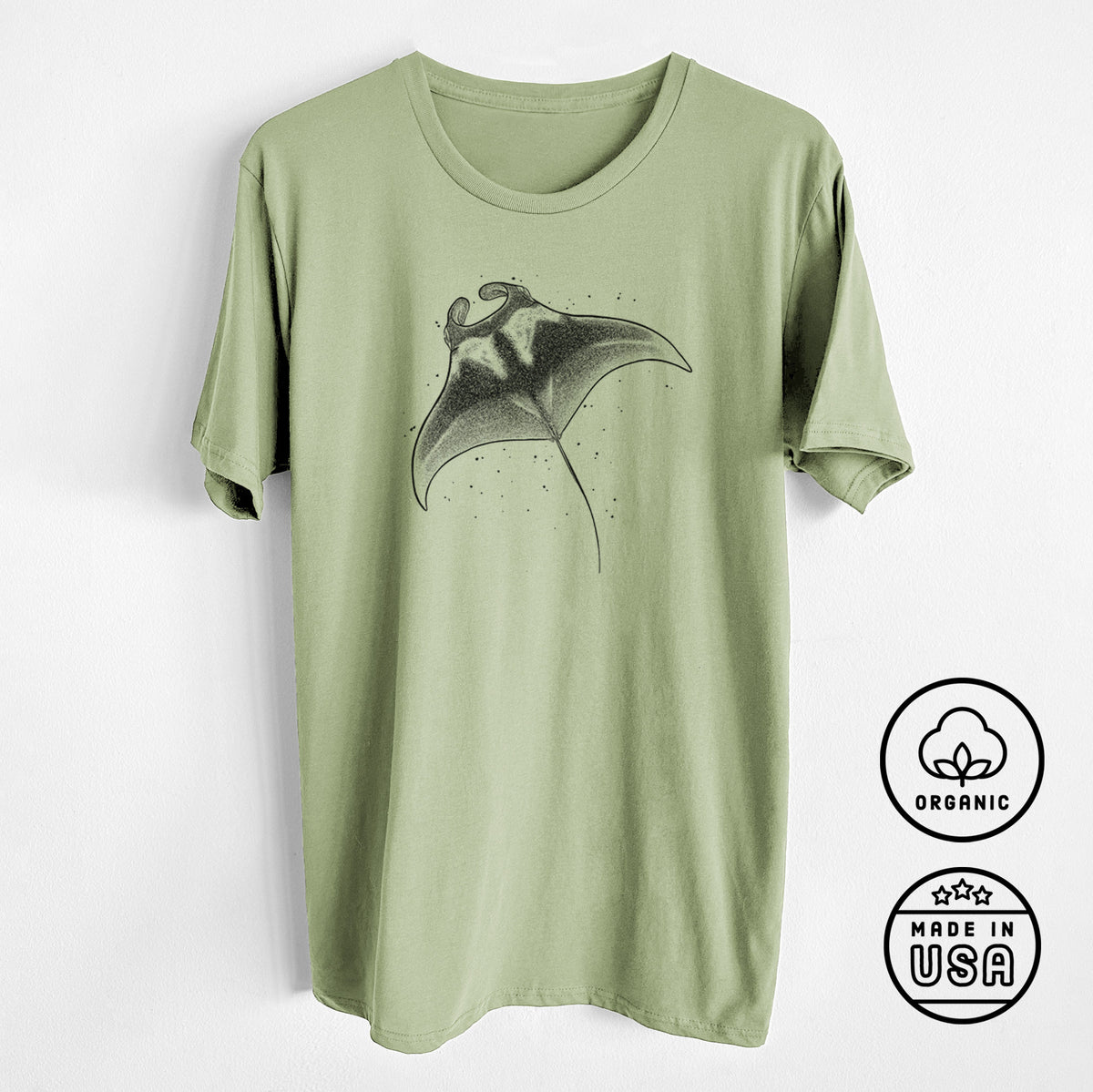 CLOSEOUT - Reef Manta Ray - Ꮇonula alfredi - Unisex Crewneck - Made in USA - 100% Organic Cotton