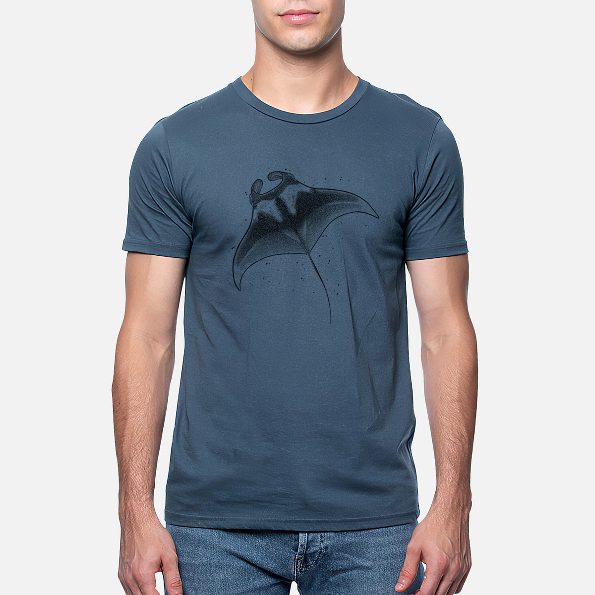 CLOSEOUT - Reef Manta Ray - Ꮇonula alfredi - Unisex Crewneck - Made in USA - 100% Organic Cotton