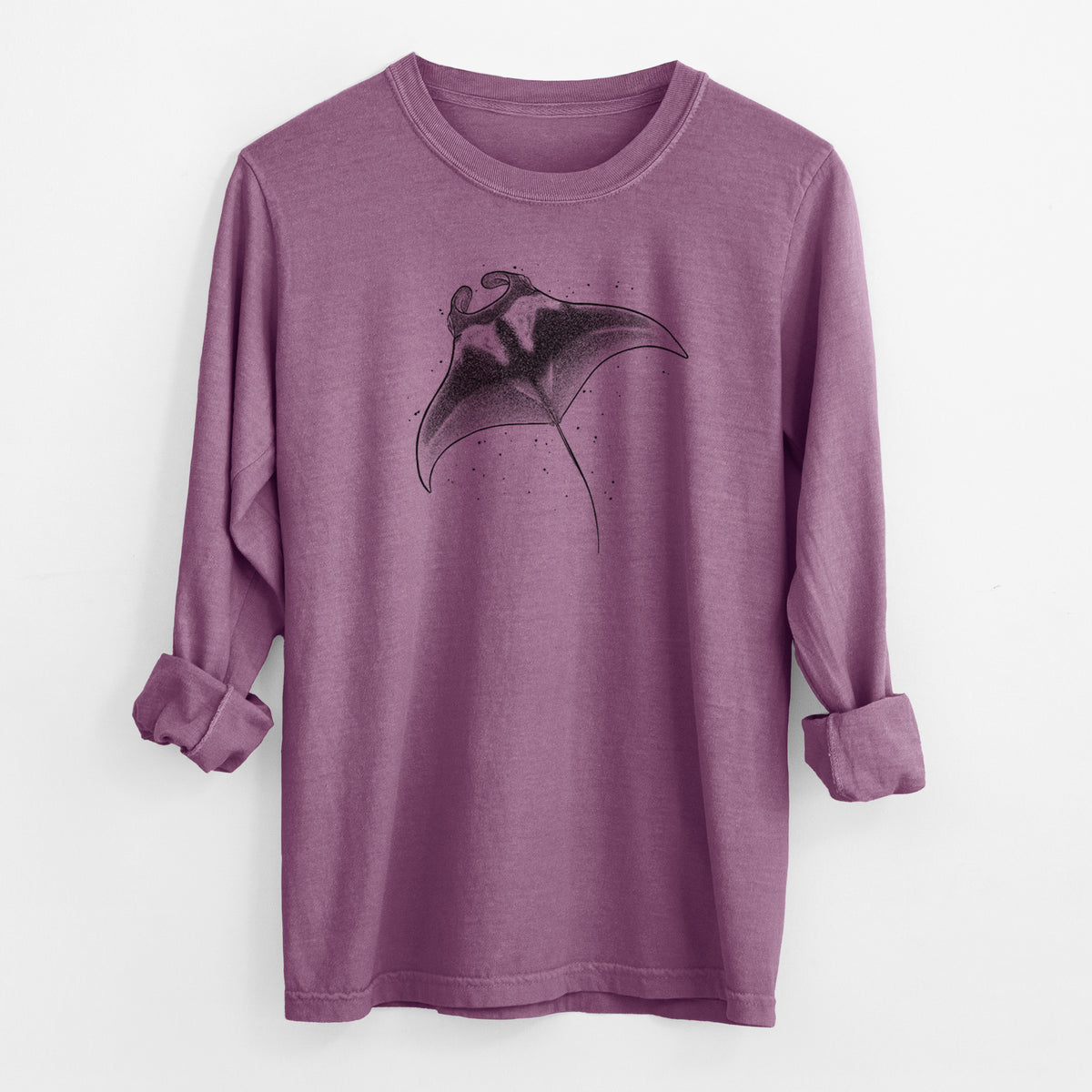 Reef Manta Ray - Ꮇonula alfredi - Men&#39;s Heavyweight 100% Cotton Long Sleeve