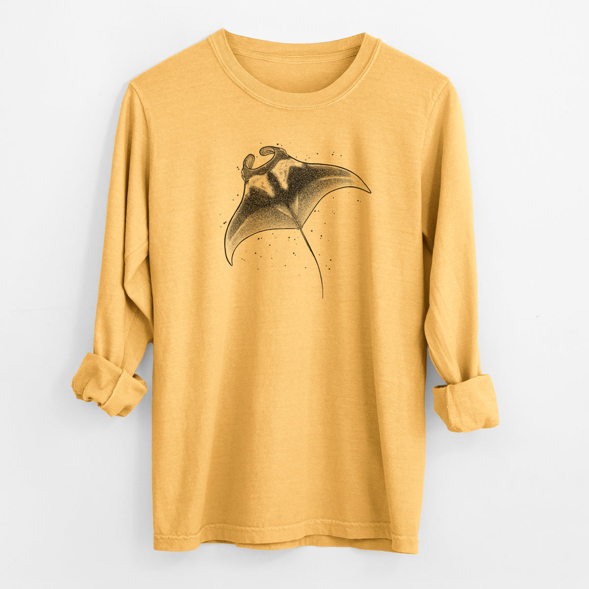 Reef Manta Ray - Ꮇonula alfredi - Men&#39;s Heavyweight 100% Cotton Long Sleeve