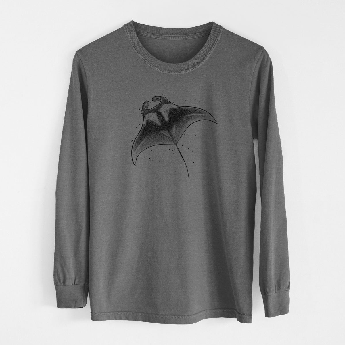 Reef Manta Ray - Ꮇonula alfredi - Men&#39;s Heavyweight 100% Cotton Long Sleeve