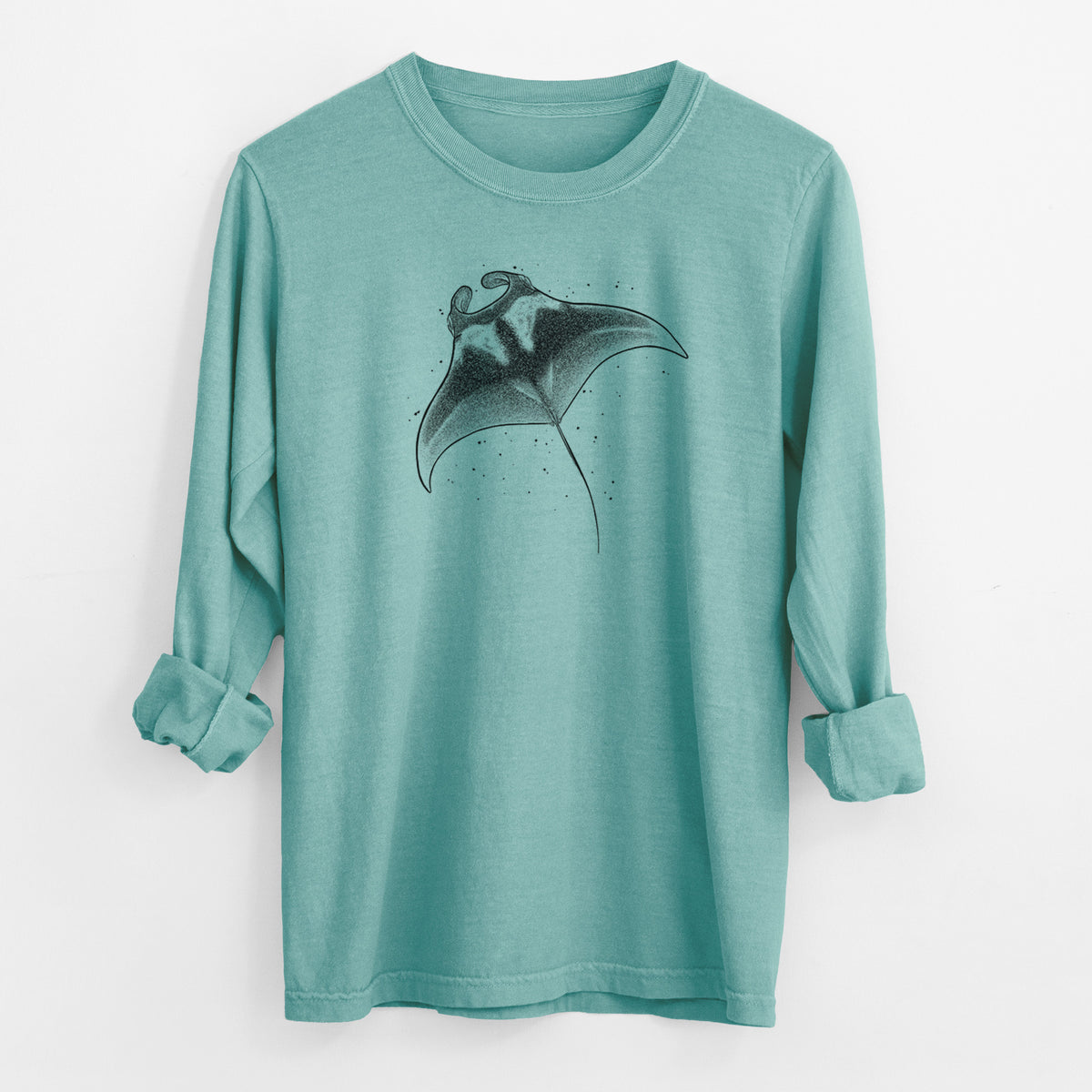 Reef Manta Ray - Ꮇonula alfredi - Men&#39;s Heavyweight 100% Cotton Long Sleeve