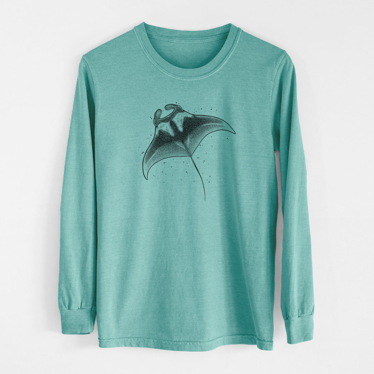 Reef Manta Ray - Ꮇonula alfredi - Men&#39;s Heavyweight 100% Cotton Long Sleeve