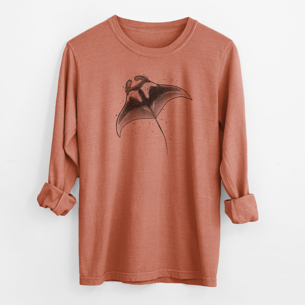 Reef Manta Ray - Ꮇonula alfredi - Men&#39;s Heavyweight 100% Cotton Long Sleeve