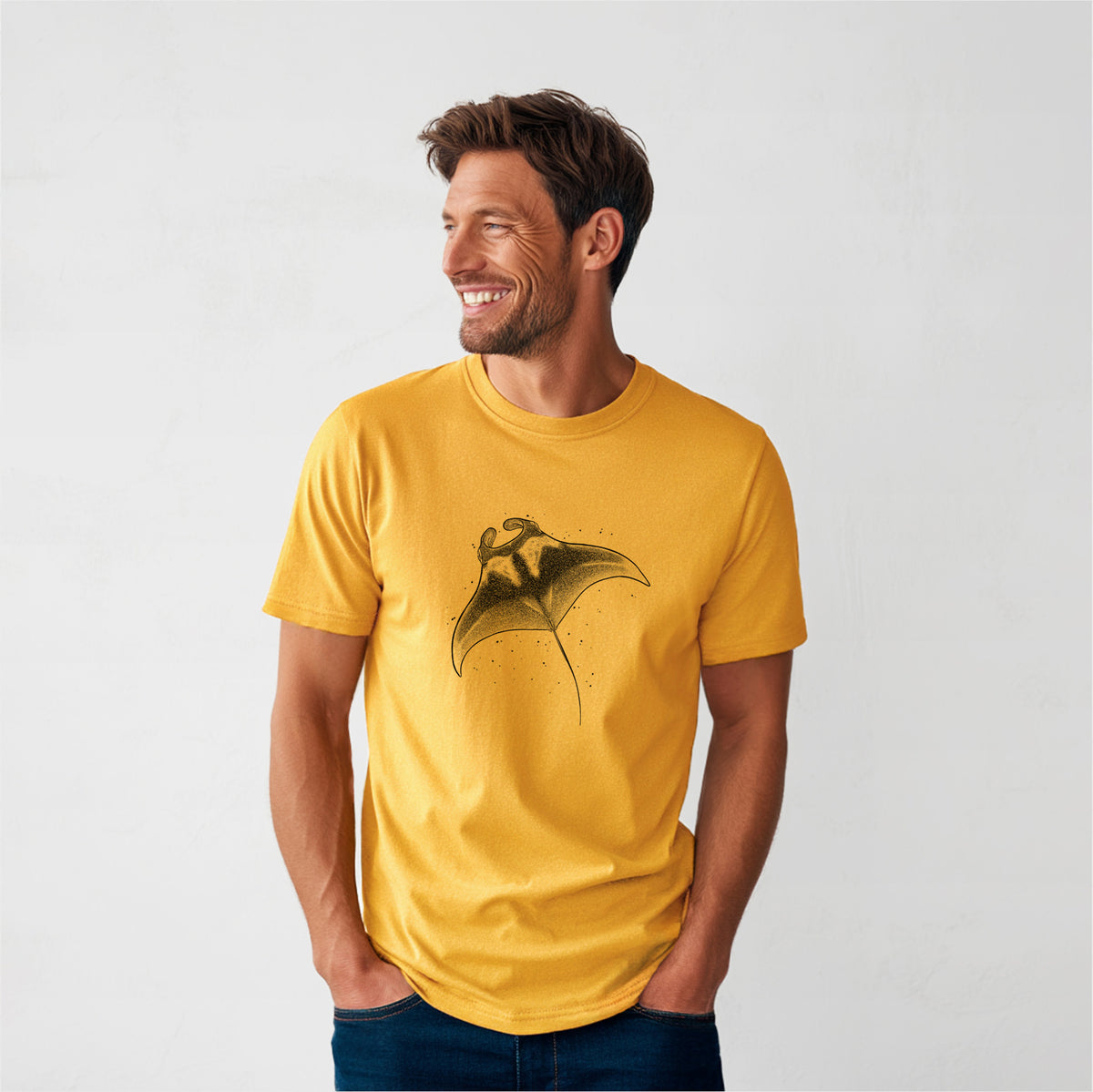 Reef Manta Ray - Ꮇonula alfredi - Heavyweight Men&#39;s 100% Organic Cotton Tee