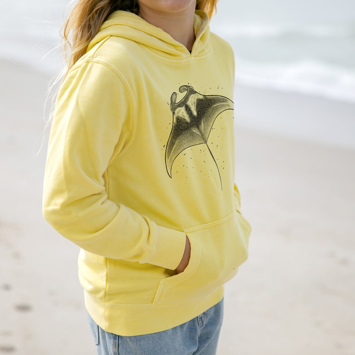 Reef Manta Ray - Ꮇonula alfredi - Youth Pigment Dyed Hoodie