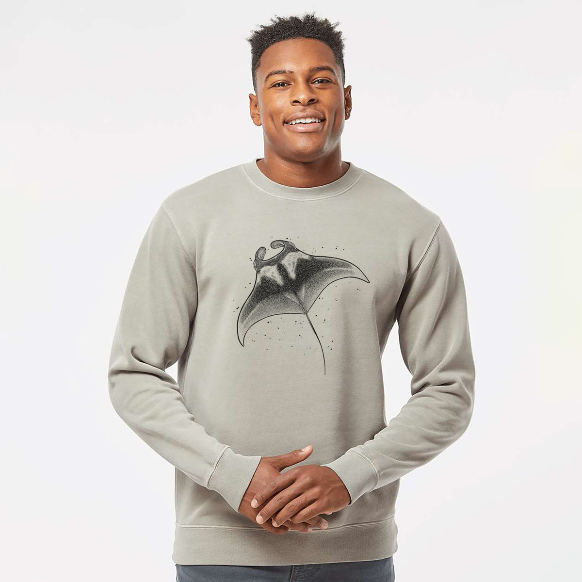 Reef Manta Ray - Ꮇonula alfredi - Unisex Pigment Dyed Crew Sweatshirt