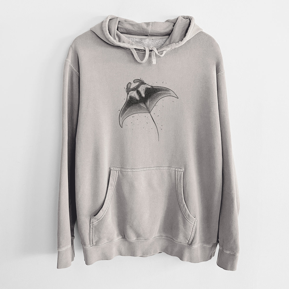 Reef Manta Ray - Ꮇonula alfredi - Unisex Pigment Dyed Hoodie