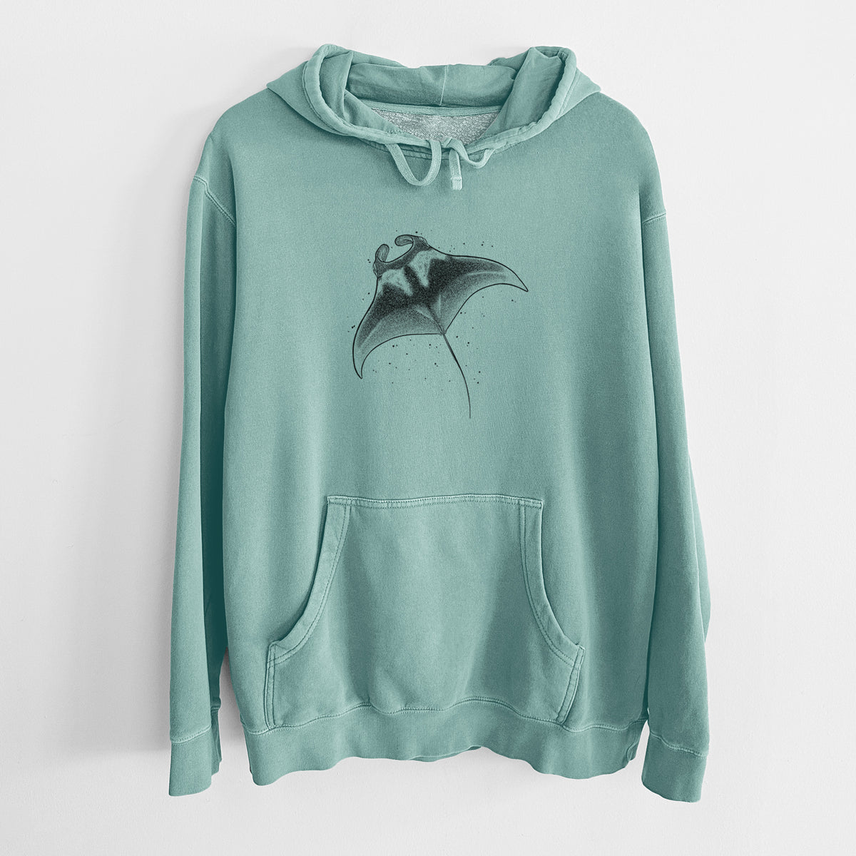 Reef Manta Ray - Ꮇonula alfredi - Unisex Pigment Dyed Hoodie