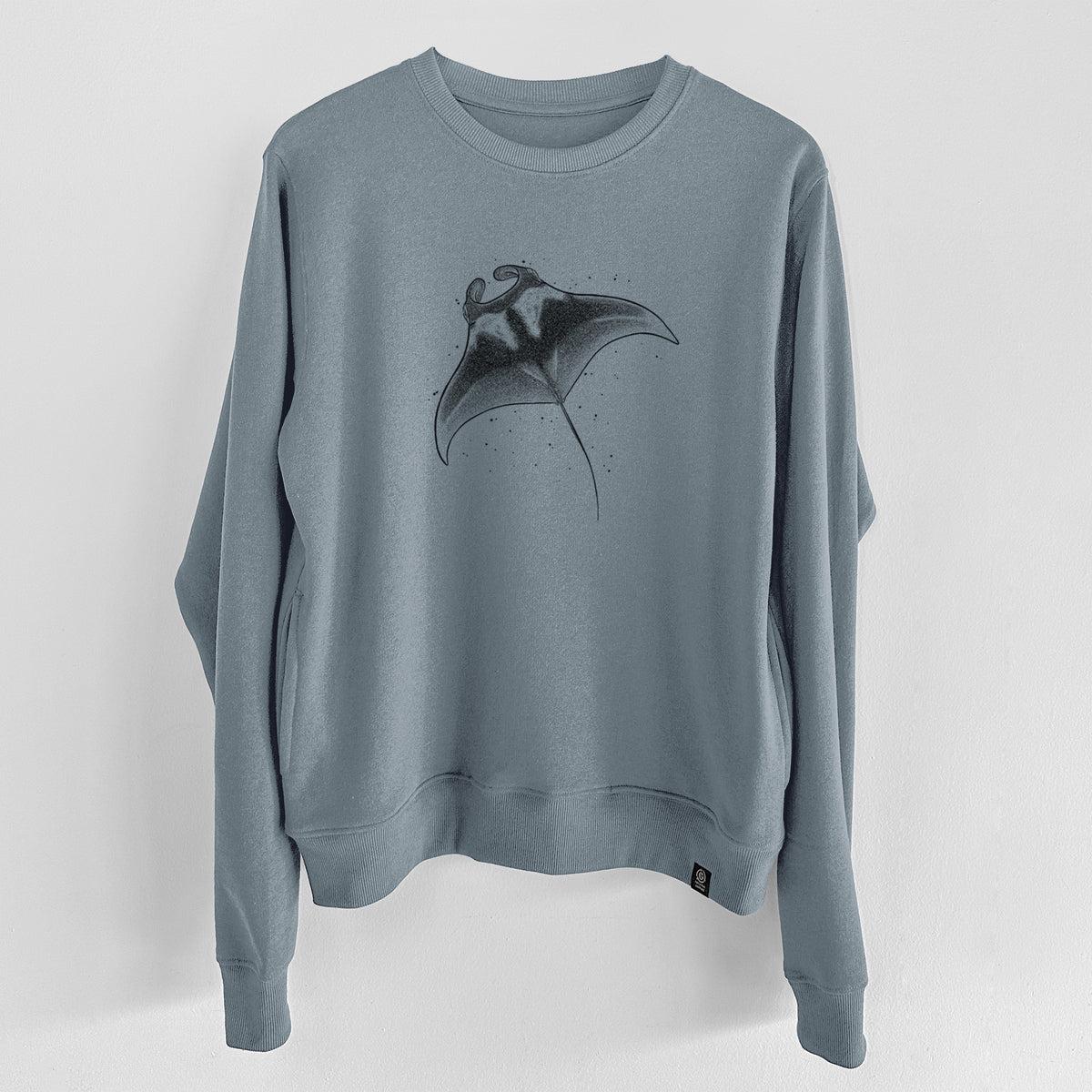 Reef Manta Ray - Ꮇonula alfredi  - Unisex Reclaimed Crewneck Sweatshirt