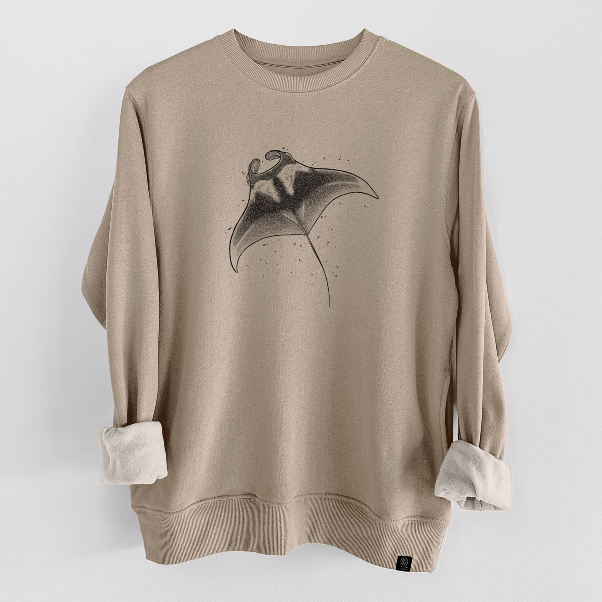 Reef Manta Ray - Ꮇonula alfredi  - Unisex Reclaimed Crewneck Sweatshirt