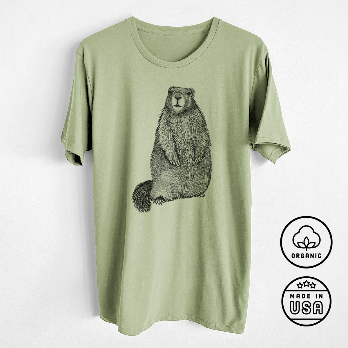 CLOSEOUT - Yellow-bellied Marmot - Marmota flaviventris - Unisex Crewneck - Made in USA - 100% Organic Cotton