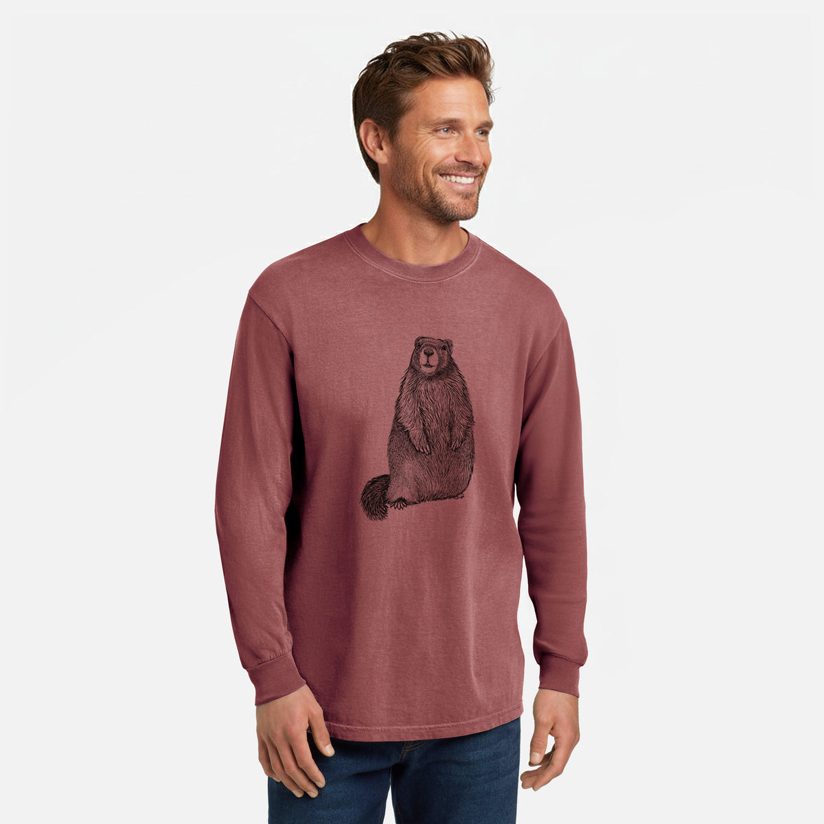 Yellow-bellied Marmot - Marmota flaviventris - Unisex Comfort Colors 100% Cotton Long Sleeve