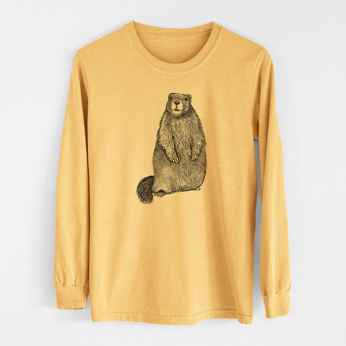 Yellow-bellied Marmot - Marmota flaviventris - Men&#39;s Heavyweight 100% Cotton Long Sleeve