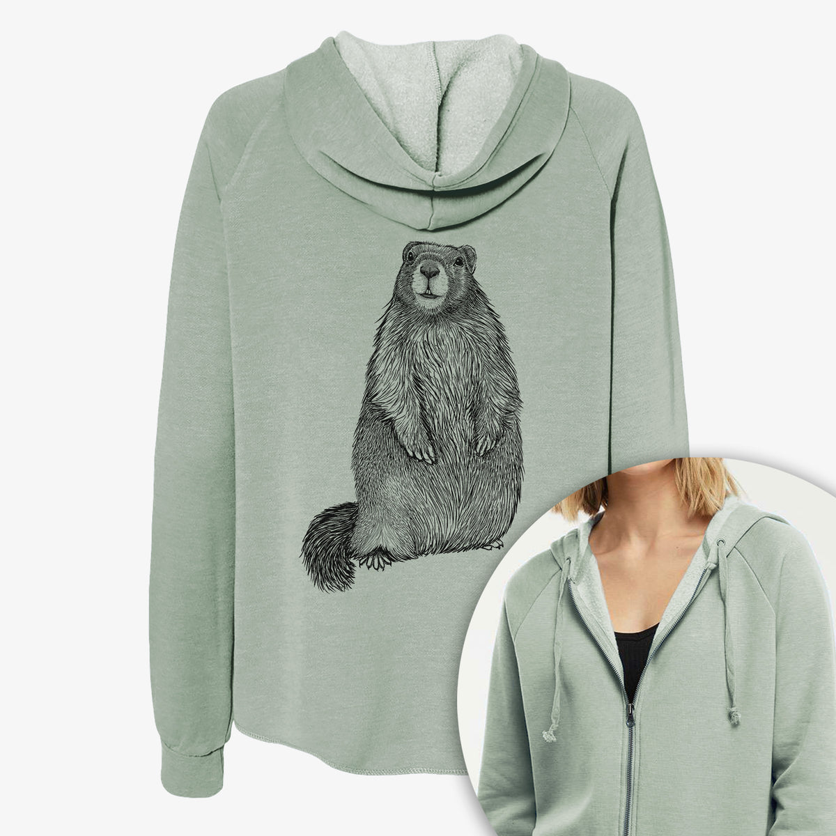 Yellow-bellied Marmot - Marmota flaviventris - Women's Cali Wave Zip-Up Sweatshirt