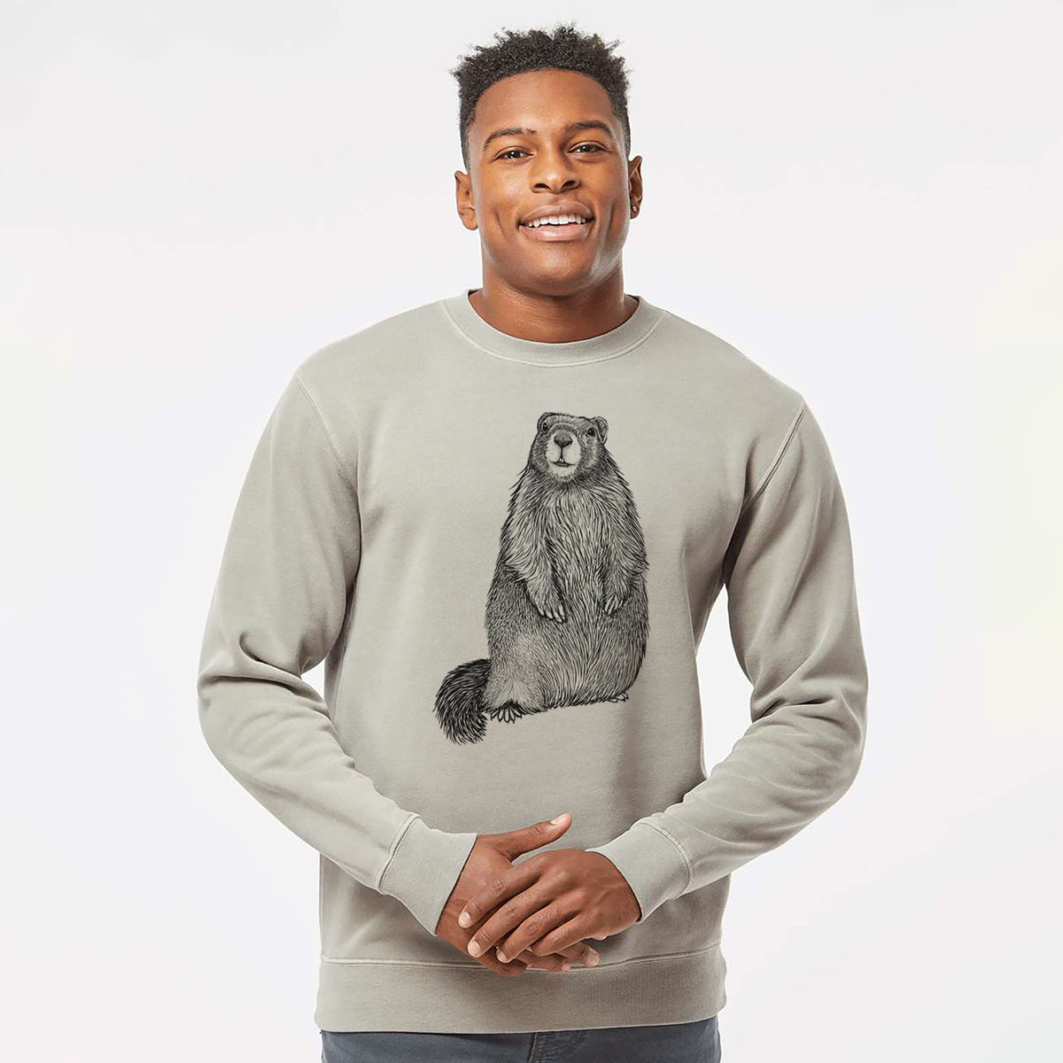 Yellow-bellied Marmot - Marmota flaviventris - Unisex Pigment Dyed Crew Sweatshirt