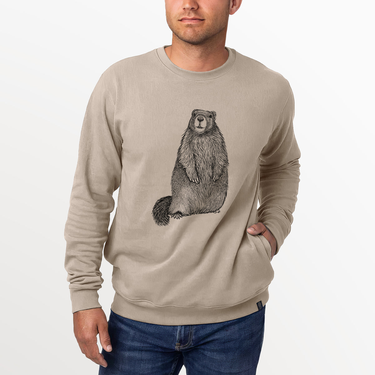 Yellow-bellied Marmot - Marmota flaviventris  - Unisex Reclaimed Crewneck Sweatshirt