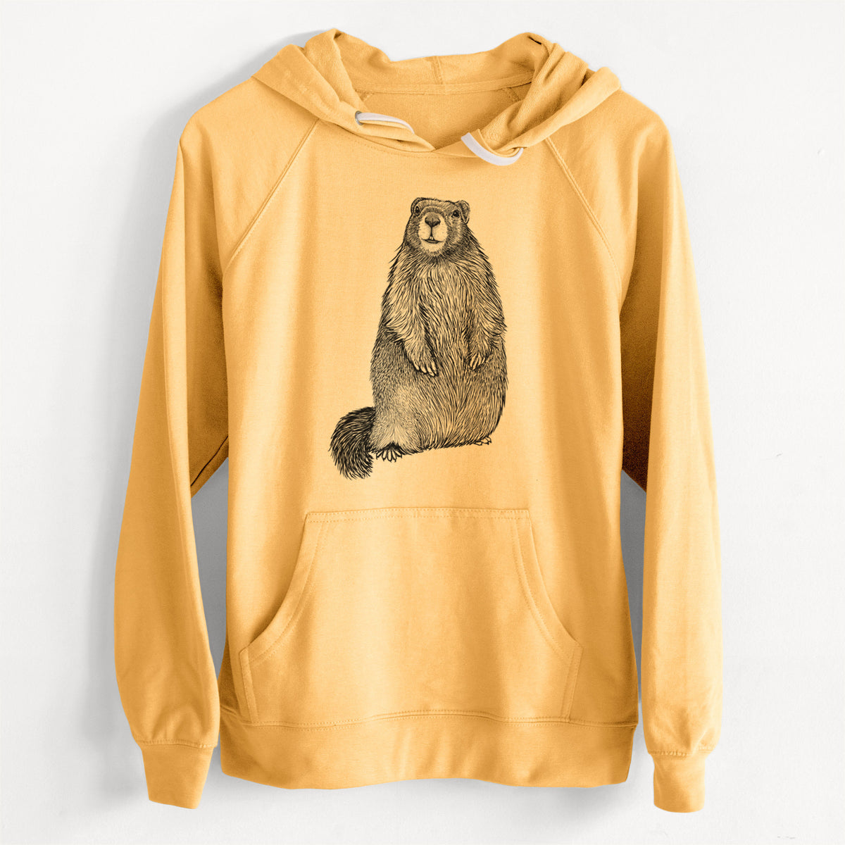 CLEARANCE - Yellow-bellied Marmot - Marmota flaviventris  - Unisex Slim Fit Loopback Terry Hoodie