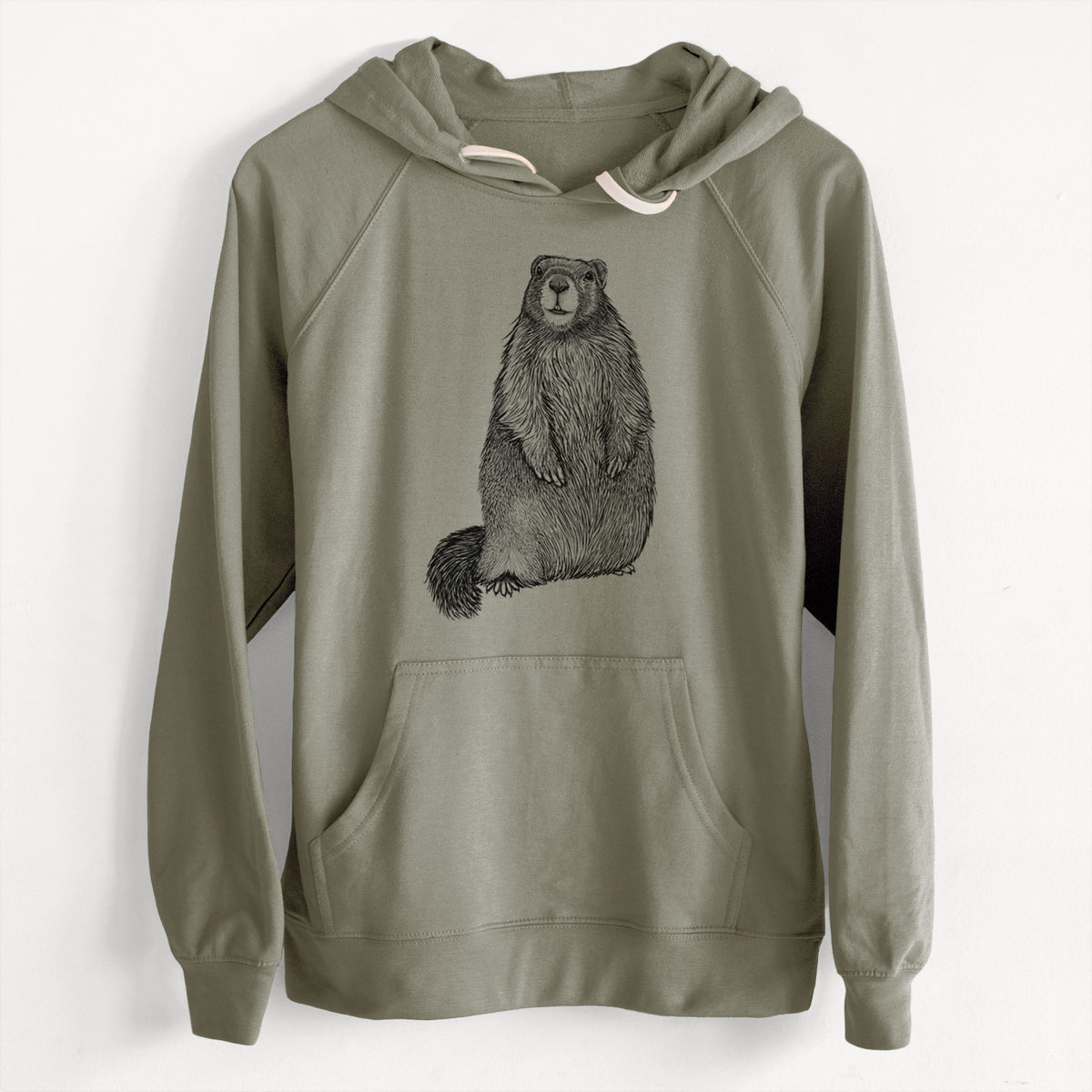 CLEARANCE - Yellow-bellied Marmot - Marmota flaviventris  - Unisex Slim Fit Loopback Terry Hoodie