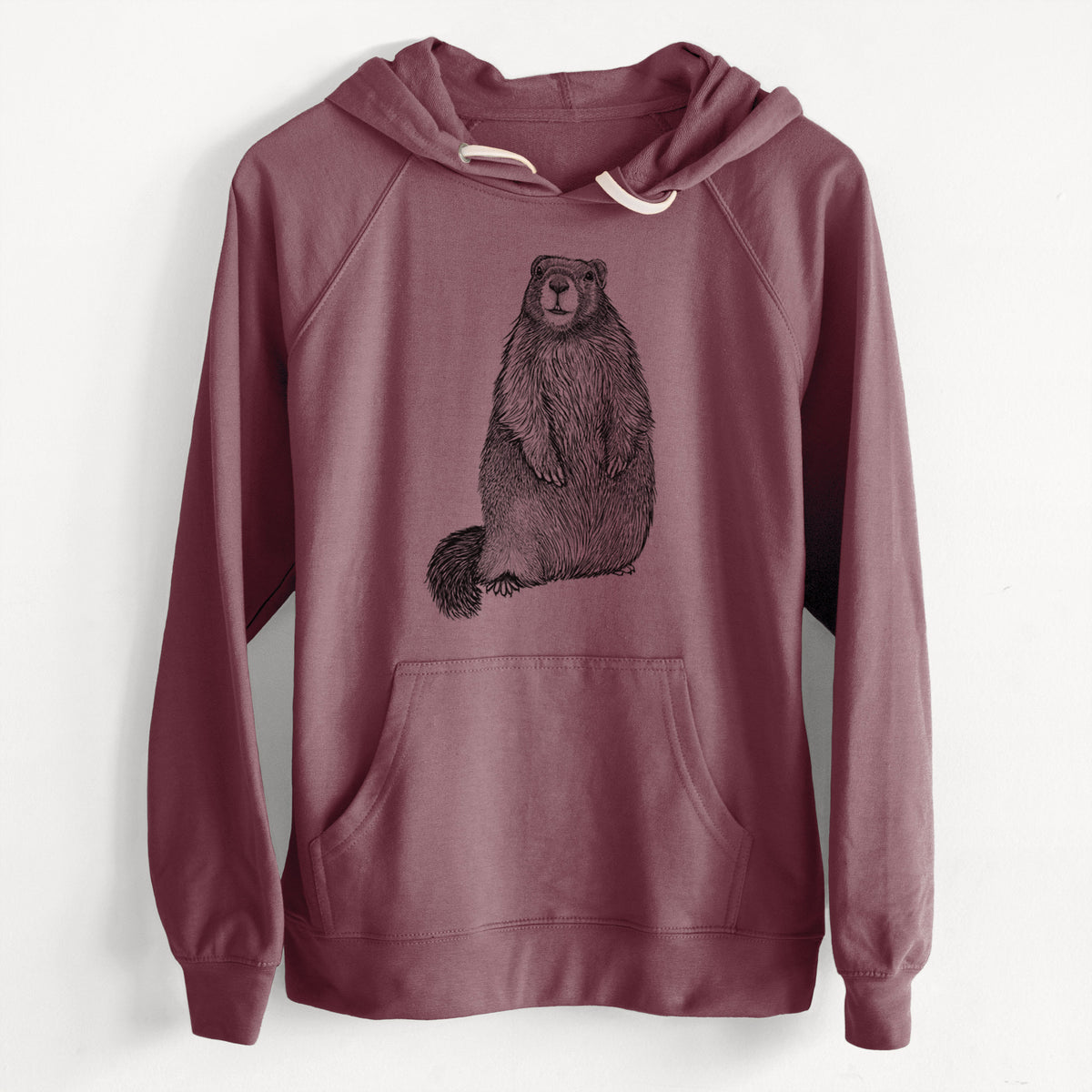 CLEARANCE - Yellow-bellied Marmot - Marmota flaviventris  - Unisex Slim Fit Loopback Terry Hoodie