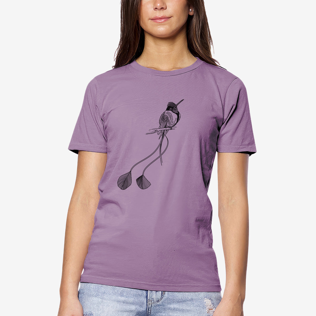 CLOSEOUT - Marvelous Spatuletail Hummingbird - Unisex Crewneck - Made in USA - 100% Organic Cotton