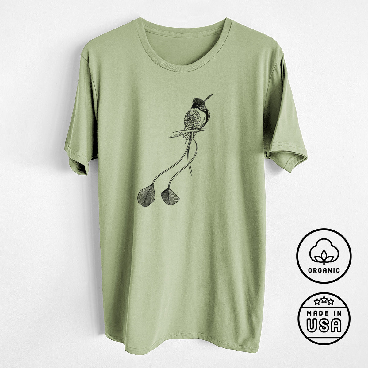 CLOSEOUT - Marvelous Spatuletail Hummingbird - Unisex Crewneck - Made in USA - 100% Organic Cotton