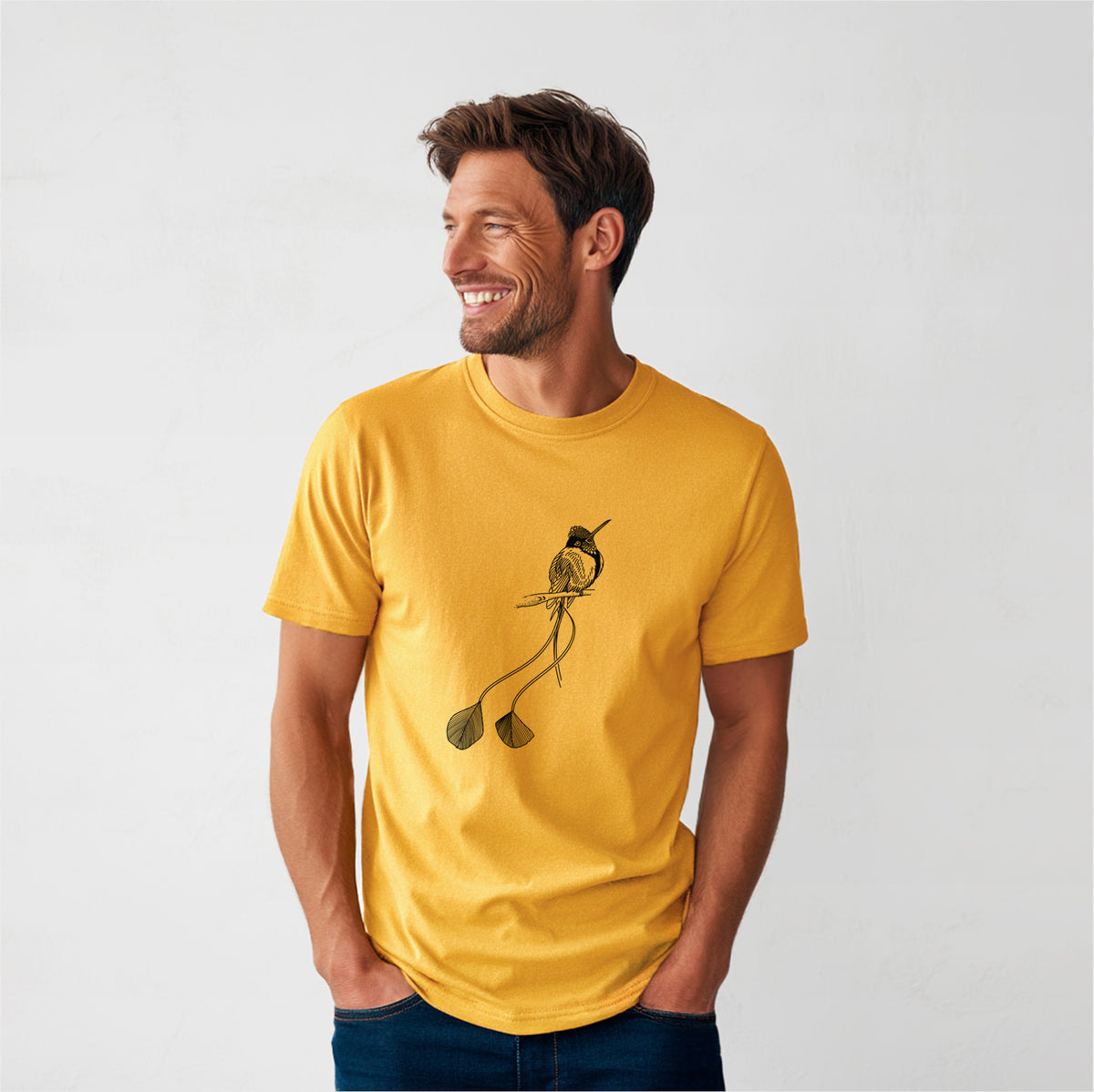 Marvelous Spatuletail Hummingbird - Heavyweight Men&#39;s 100% Organic Cotton Tee