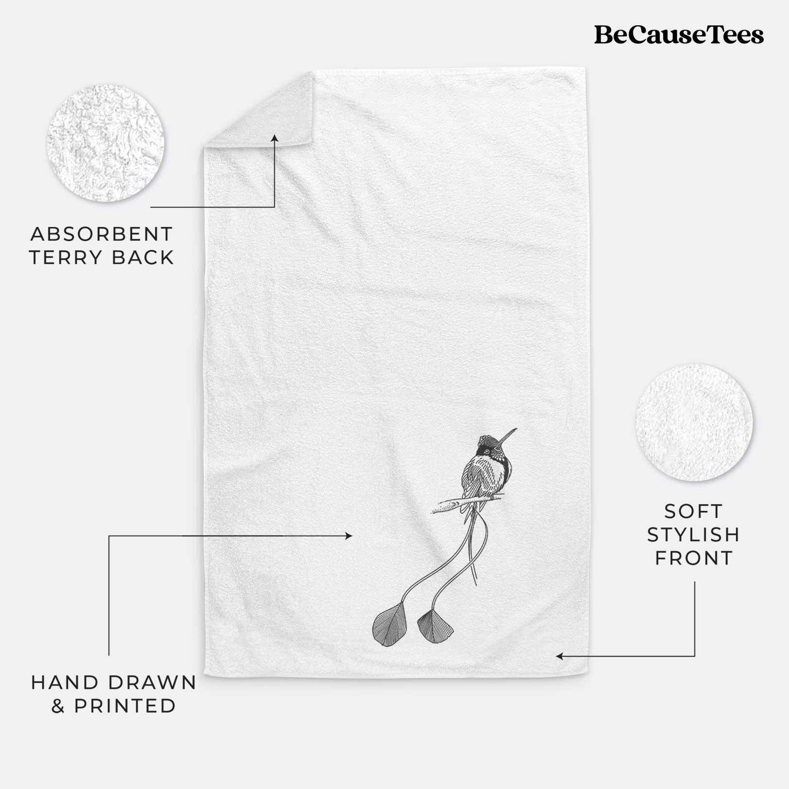Marvelous Spatuletail Hummingbird Premium Decorative Hand Towel