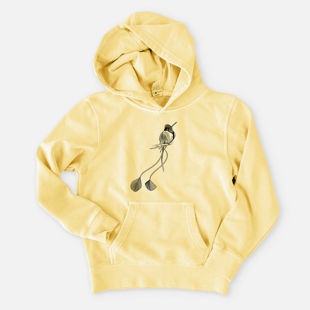 Marvelous Spatuletail Hummingbird - Youth Pigment Dyed Hoodie