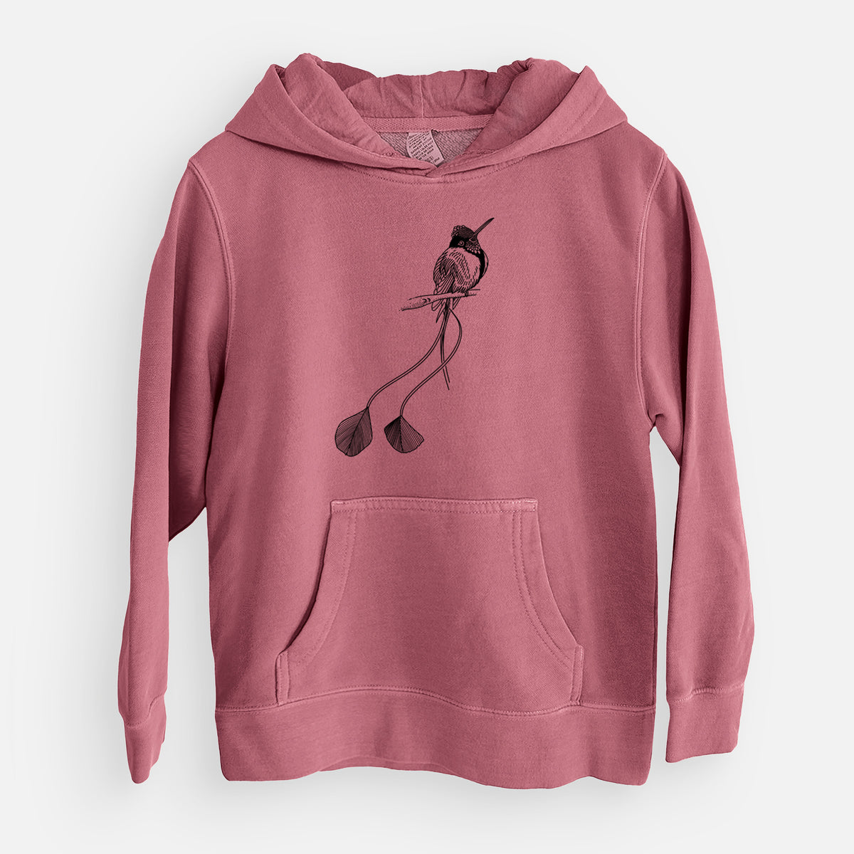 Marvelous Spatuletail Hummingbird - Youth Pigment Dyed Hoodie