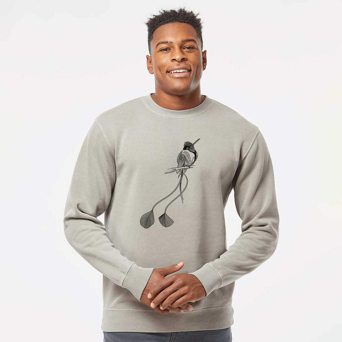 Marvelous Spatuletail Hummingbird - Unisex Pigment Dyed Crew Sweatshirt