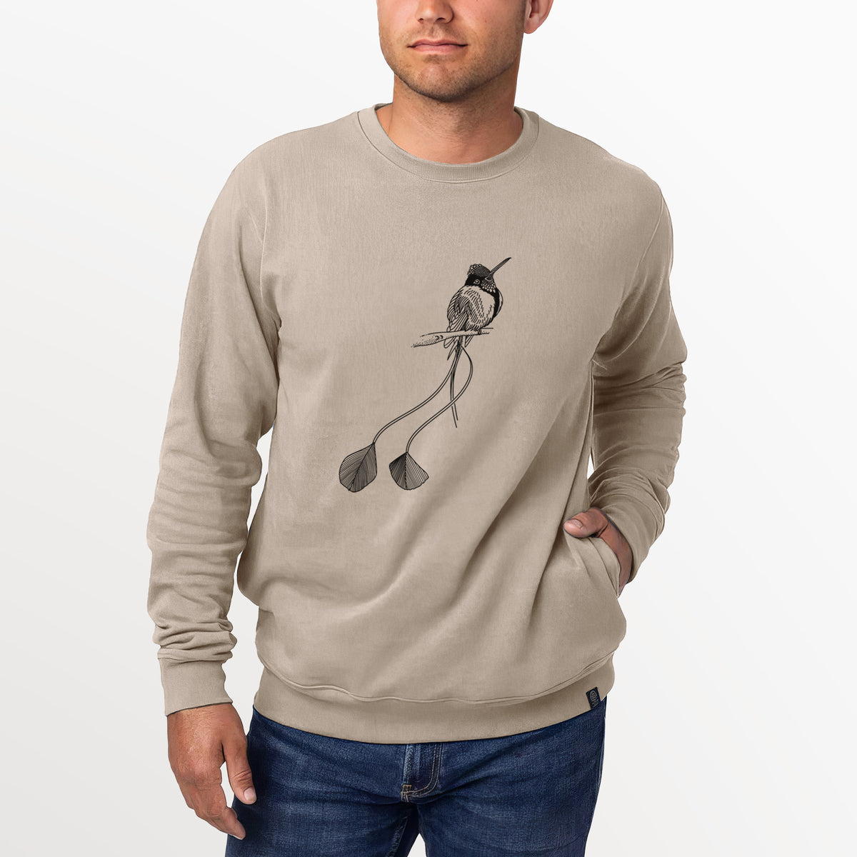 Marvelous Spatuletail Hummingbird  - Unisex Reclaimed Crewneck Sweatshirt