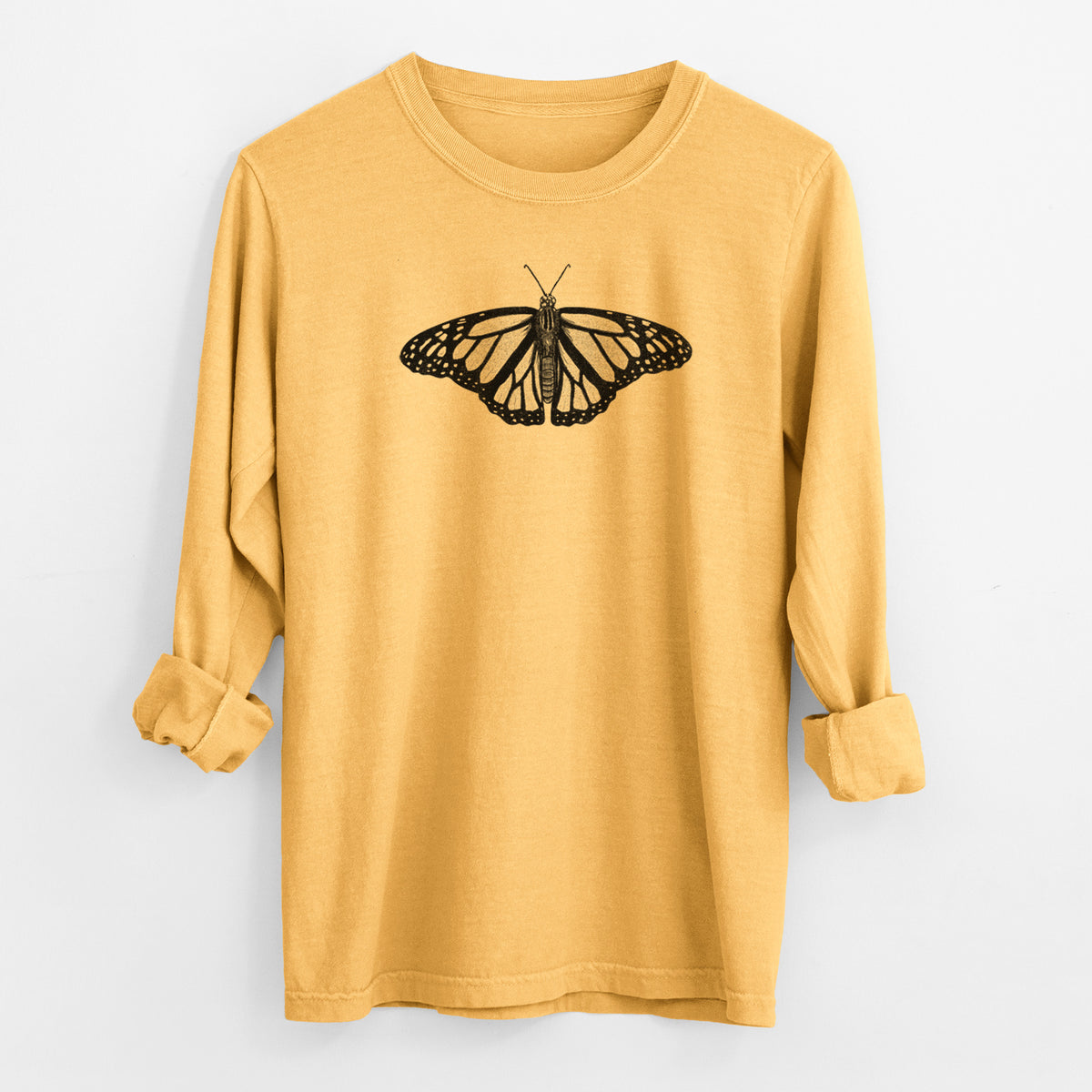 Danaus plexippus - Monarch Butterfly - Men&#39;s Heavyweight 100% Cotton Long Sleeve