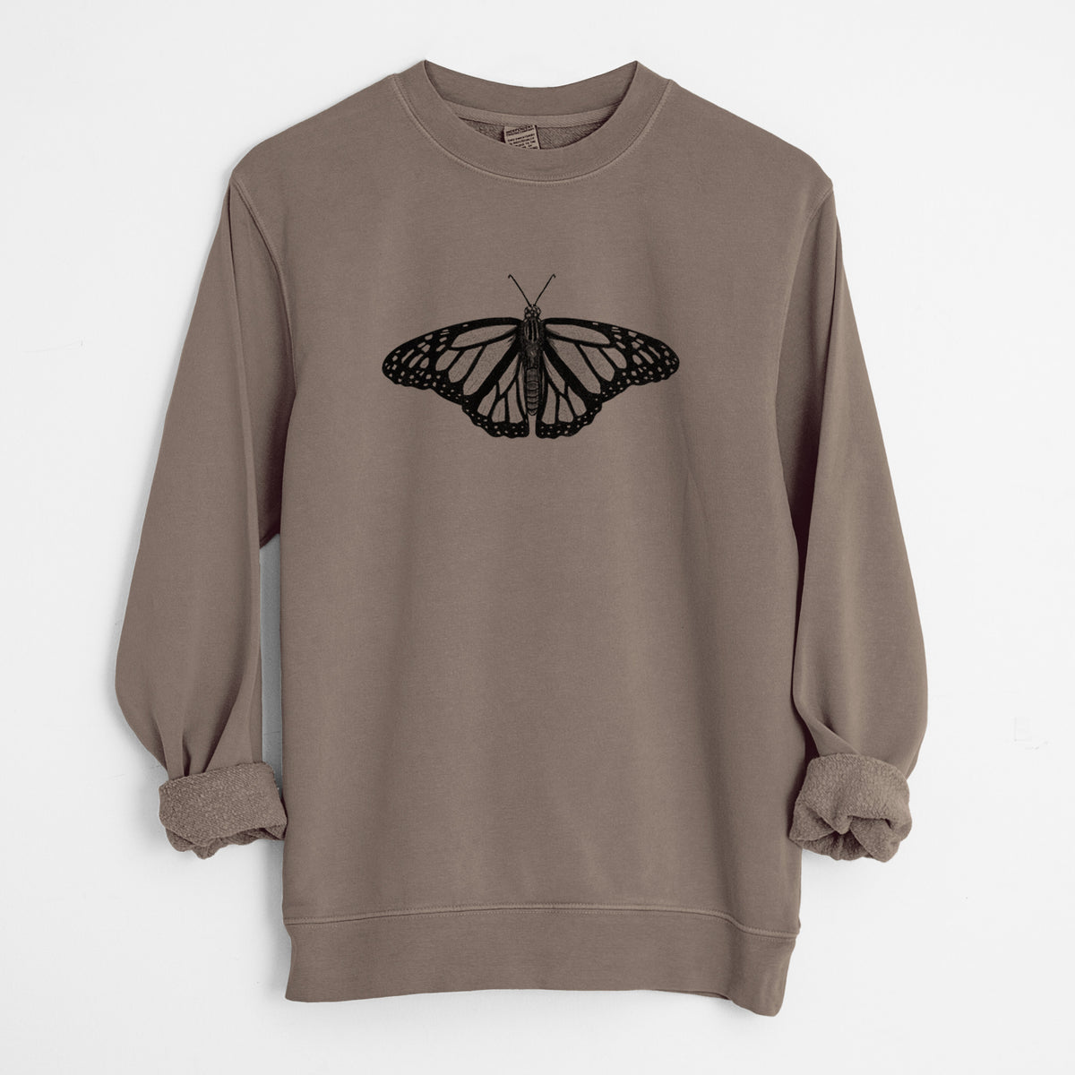 Danaus plexippus - Monarch Butterfly - Unisex Pigment Dyed Crew Sweatshirt in Espresso Brown Color