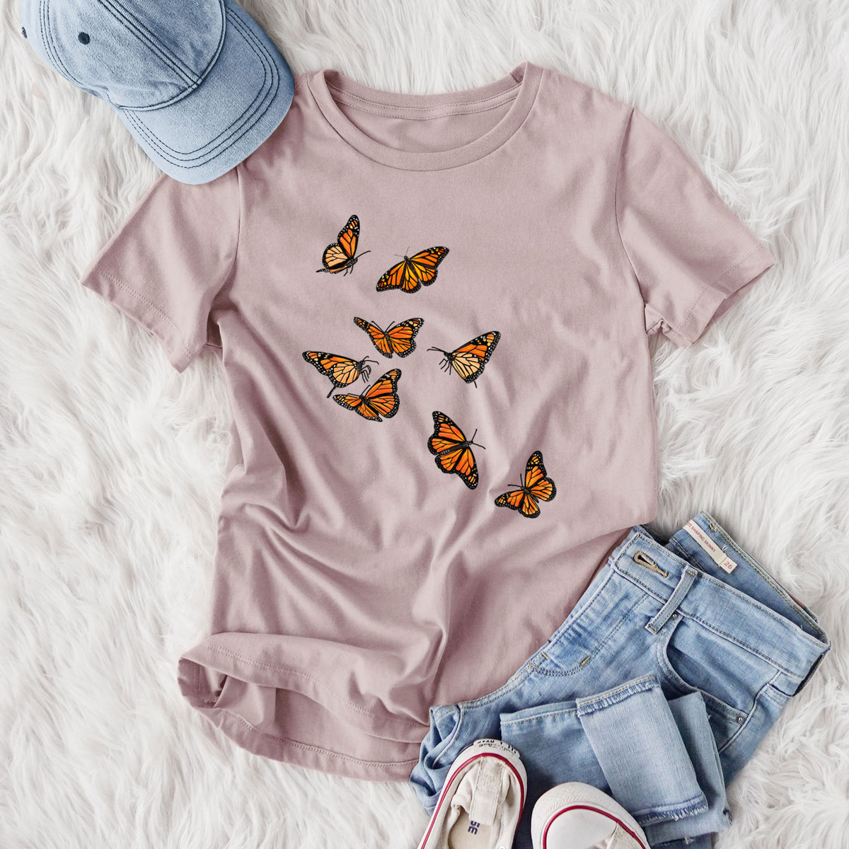 Monarch Migration - Women's Lightweight Relaxed Fit 100% Cotton Crewneck