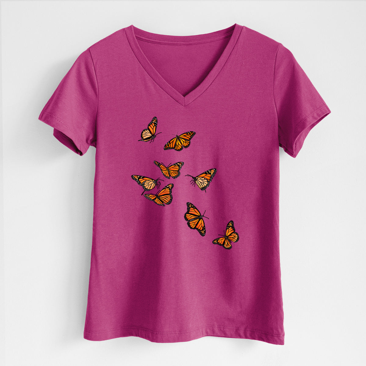 Monarch Migration - Women's Lightweight Relaxed Fit 100% Cotton V-neck
