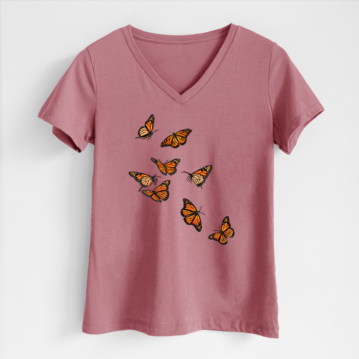 Monarch Migration - Women's Lightweight Relaxed Fit 100% Cotton V-neck