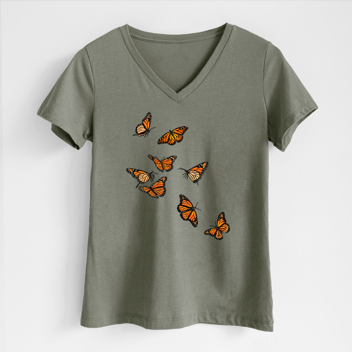 Monarch Migration - Women's Lightweight Relaxed Fit 100% Cotton V-neck