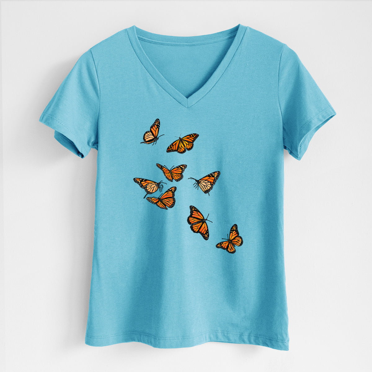 Monarch Migration - Women's Lightweight Relaxed Fit 100% Cotton V-neck