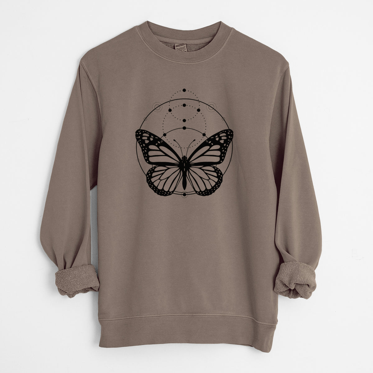 Monarch Symmetry - Unisex Pigment Dyed Crew Sweatshirt in Espresso Brown Color