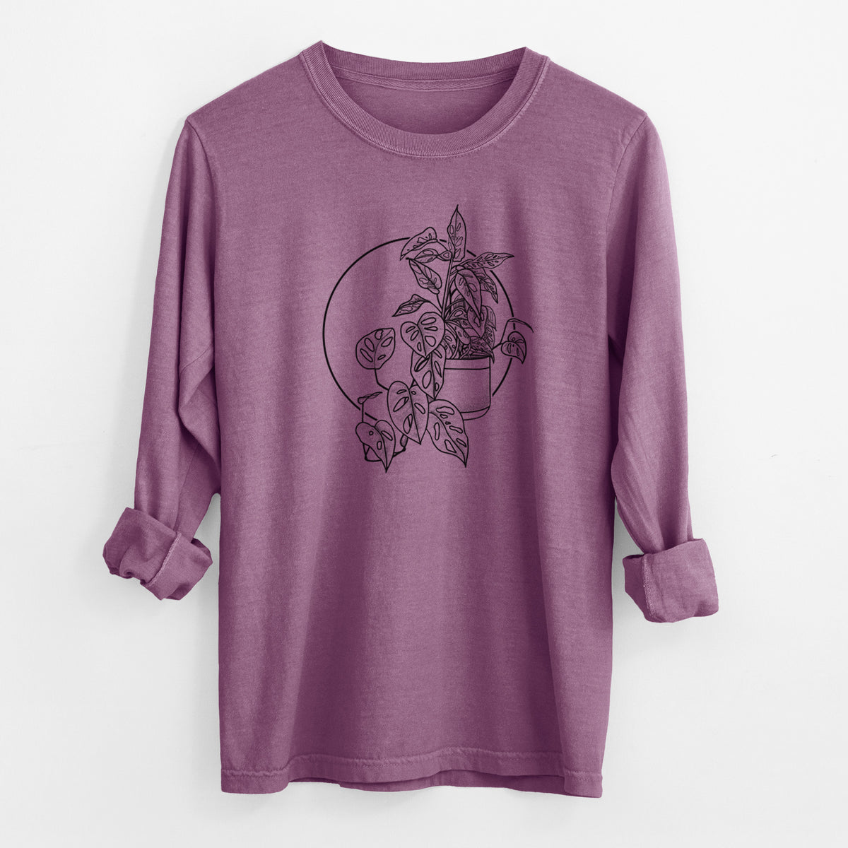 Monstera Adansonii - Men&#39;s Heavyweight 100% Cotton Long Sleeve