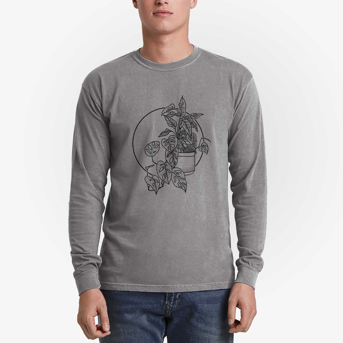 Monstera Adansonii - Men&#39;s Heavyweight 100% Cotton Long Sleeve