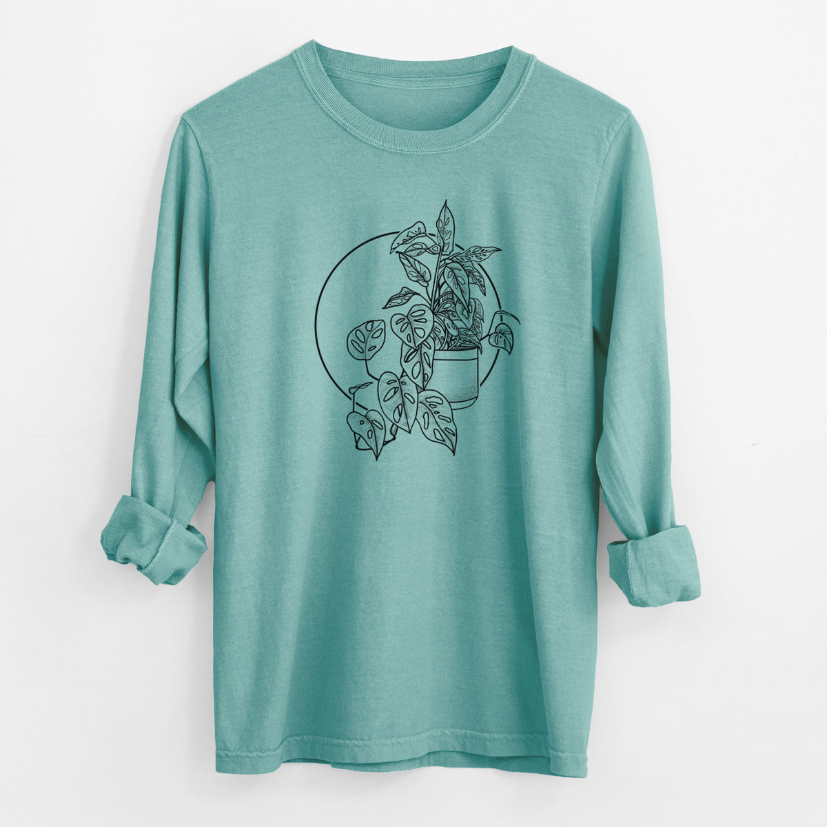 Monstera Adansonii - Men&#39;s Heavyweight 100% Cotton Long Sleeve